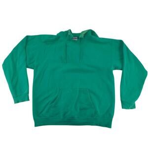 Vintage 90s Hanes Ultimate Cotton PrintPro Blank Pullover Hoodie Green Teal L